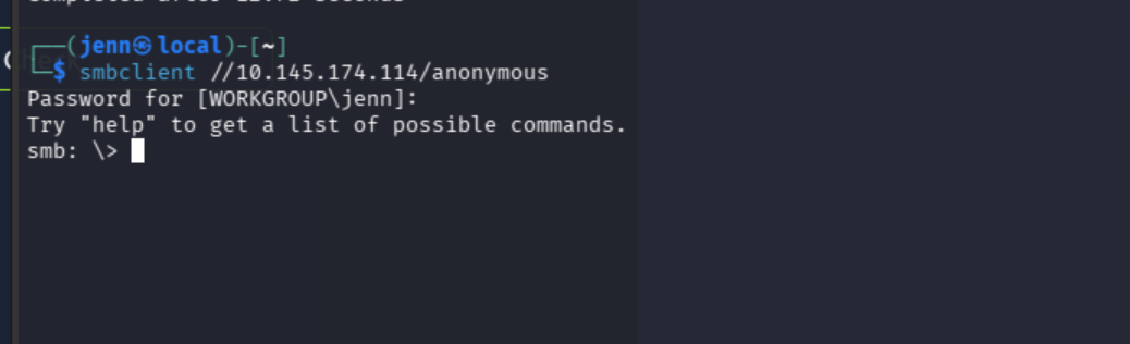 smbclient anonymous login to the anonymous share